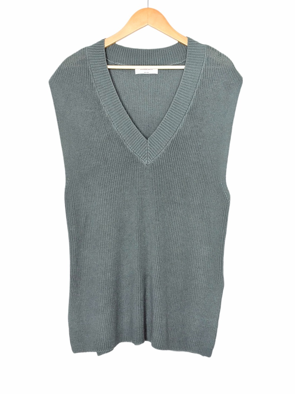 Double Zero V-neck Knit Sweater Vest In Slate Green Gray Size Small Layering